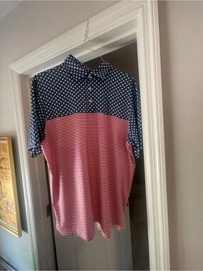 Men’s sz.L Star and Stripes Penguin Polo shirt